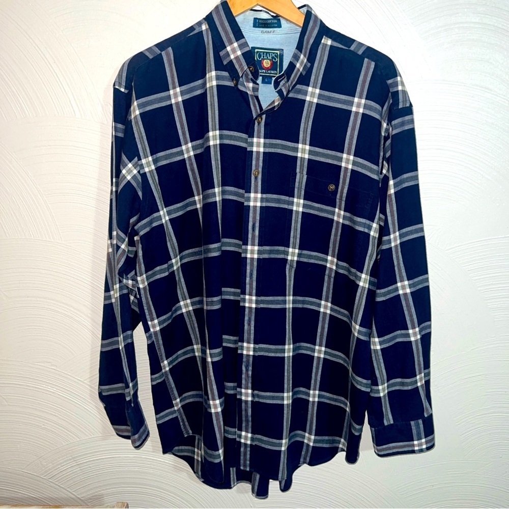Vtg 90’s Ralph Lauren CHAPS long sleeve button down check shirt men's Large
